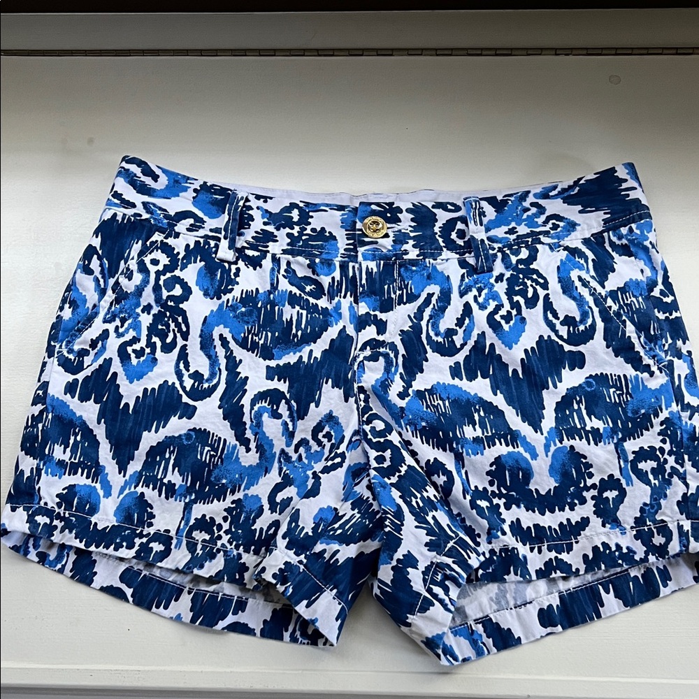 Lilly Pulitzer Blue and White High Waist Shorts